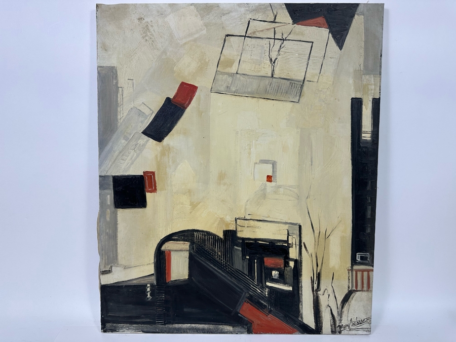 Mary Goldman Ascher (1900-1988, British/American) Original Abstract Painting On Canvas 22 X 26 [Photo 3]