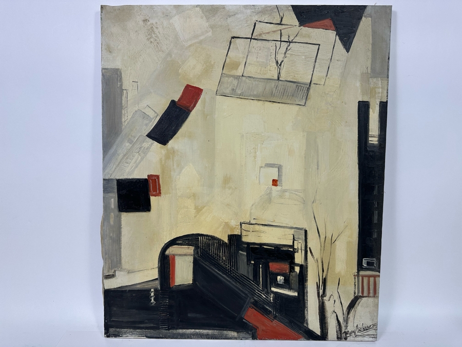 Mary Goldman Ascher (1900-1988, British/American) Original Abstract Painting On Canvas 22 X 26 [Photo 2]