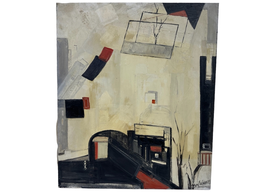 Mary Goldman Ascher (1900-1988, British/American) Original Abstract Painting On Canvas 22 X 26 [Photo 1]