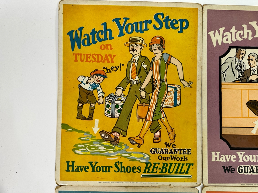 Vintage Trade Promotion Bureau - National Leather & Shoe Finders' Assn St. Louis, Mo, Set Of Six Shoe Repair Posters On Cardboard [Photo 2]
