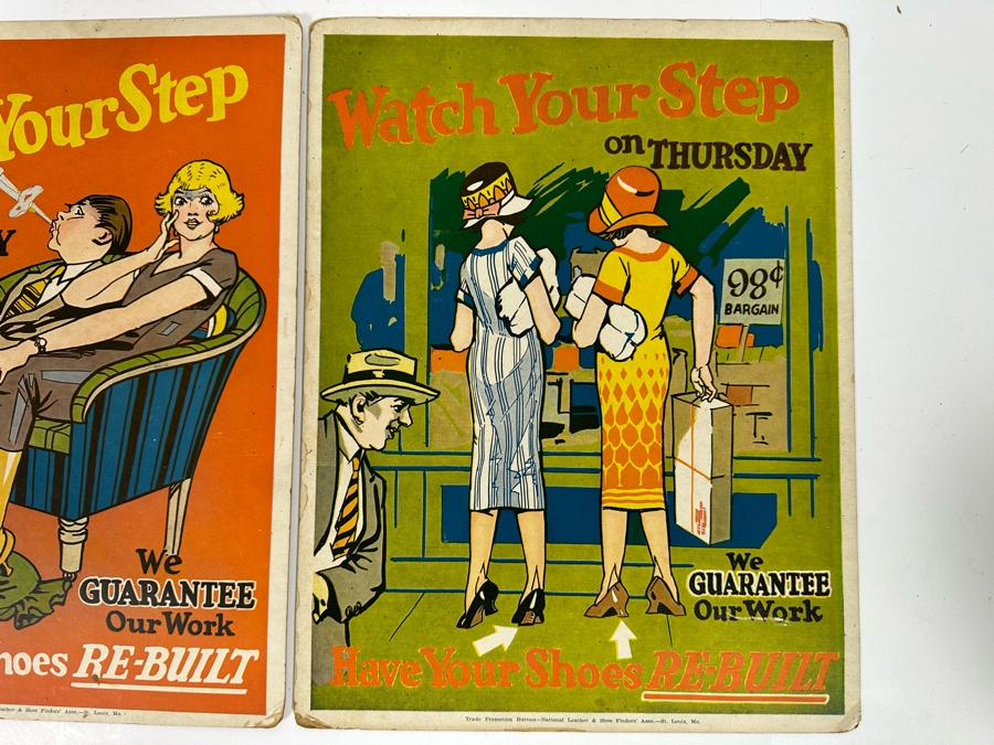 Vintage Trade Promotion Bureau - National Leather & Shoe Finders' Assn St. Louis, Mo, Set Of Six Shoe Repair Posters On Cardboard [Photo 7]
