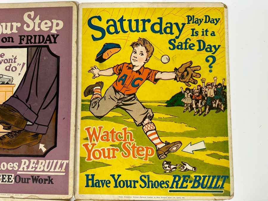 Vintage Trade Promotion Bureau - National Leather & Shoe Finders' Assn St. Louis, Mo, Set Of Six Shoe Repair Posters On Cardboard [Photo 5]