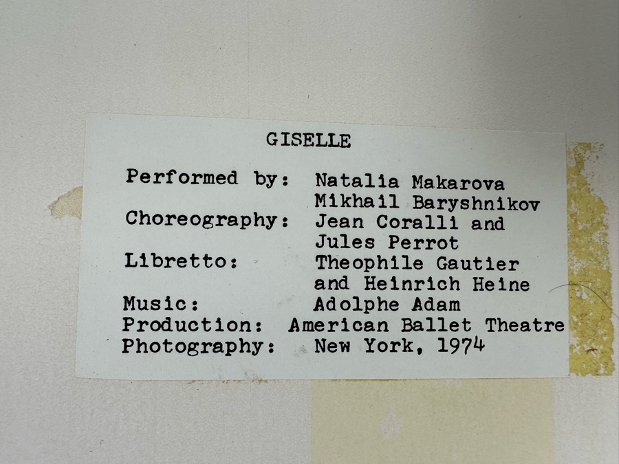 Max Waldman (1919-1981) Original Hand Signed Limited Portrait Gelatin Silver Print Photograph Of Giselle Performed By Natalia Makarova & Mikhail Baryshnikov American Ballet Theatre 1974 3 Of 25 Hand Signed By Max Waldman 16 X 20 Framed 24 X 28 [Photo 16]
