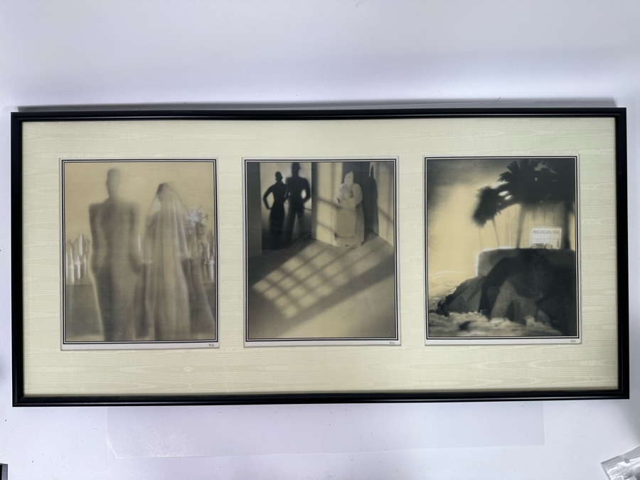 Paul Iribe (1883-1935, French) Set Of Three Triptychs From 1931 Titled 'Rose Et Noir' Pink And Black 9.5 X 12 Beautifully Framed 38 X 18 - See Details [Photo 11]