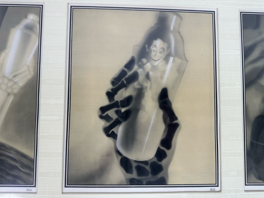 Paul Iribe (1883-1935, French) Set Of Three Triptychs From 1931 Titled 'Rose Et Noir' Pink And Black 9.5 X 12 Beautifully Framed 38 X 18 - See Details [Photo 21]