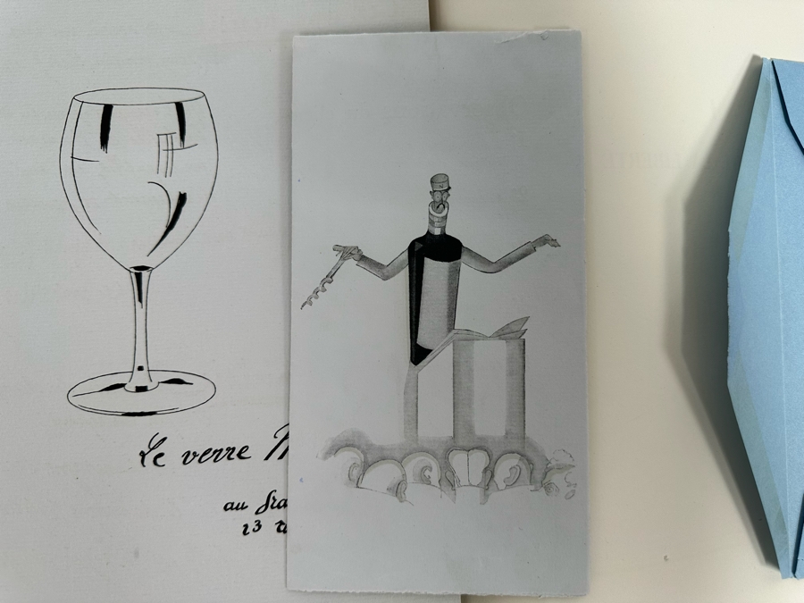 Paul Iribe (1883-1935, French) Set Of Three Triptychs From 1931 Titled 'Rose Et Noir' Pink And Black 9.5 X 12 Beautifully Framed 38 X 18 - See Details [Photo 35]