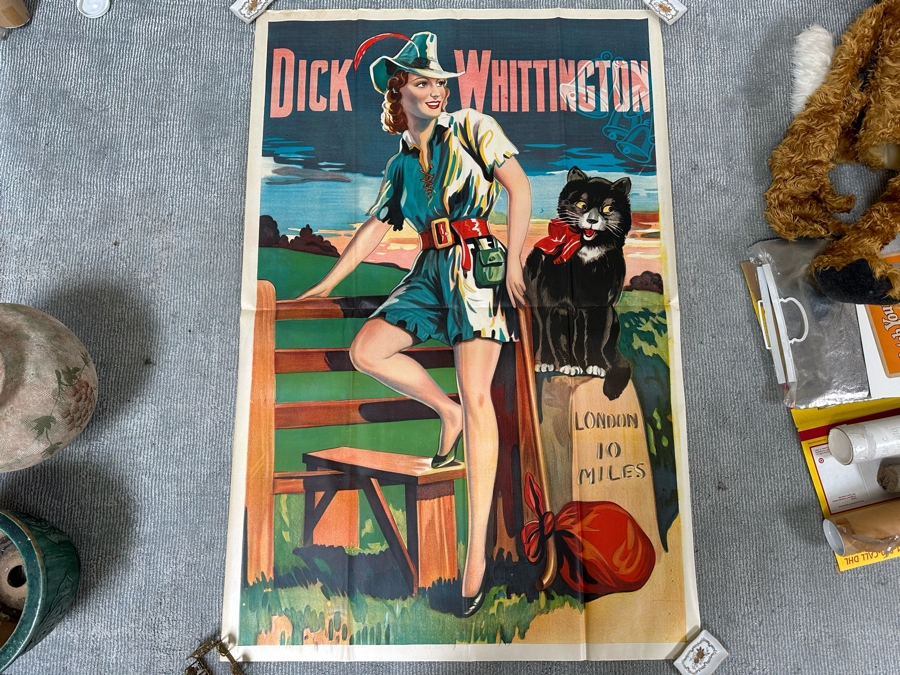 Vintage Dick Whittington 10 Miles From London Pantomime Poster 40 X 60 [Photo 3]