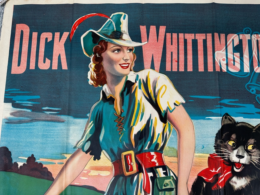 Vintage Dick Whittington 10 Miles From London Pantomime Poster 40 X 60 [Photo 7]
