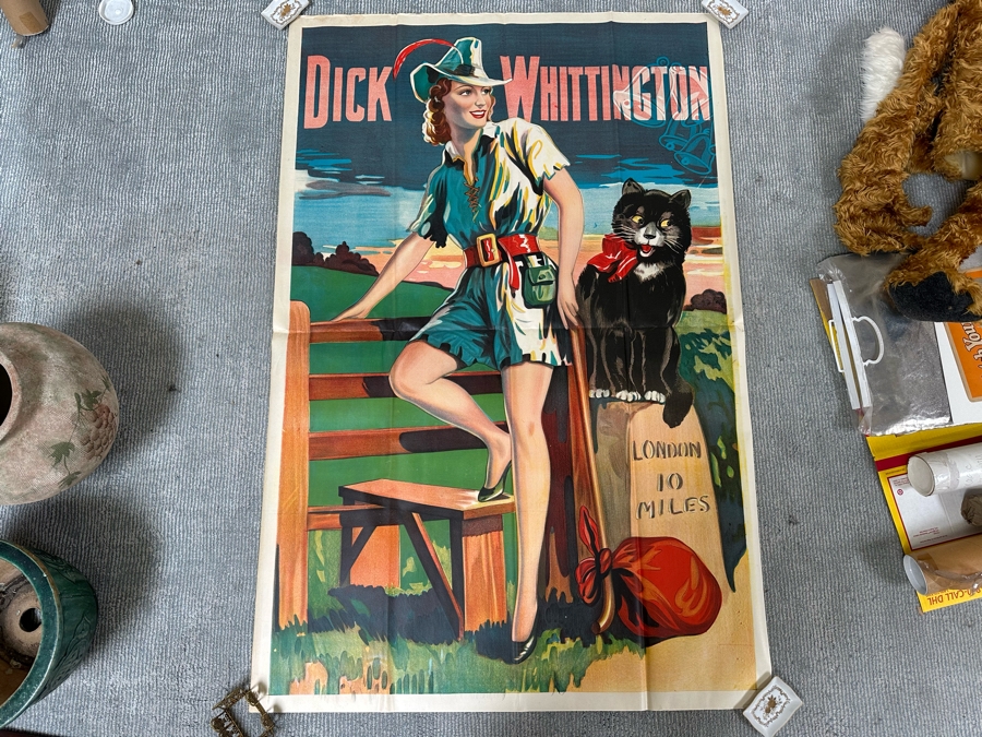 Vintage Dick Whittington 10 Miles From London Pantomime Poster 40 X 60 [Photo 2]