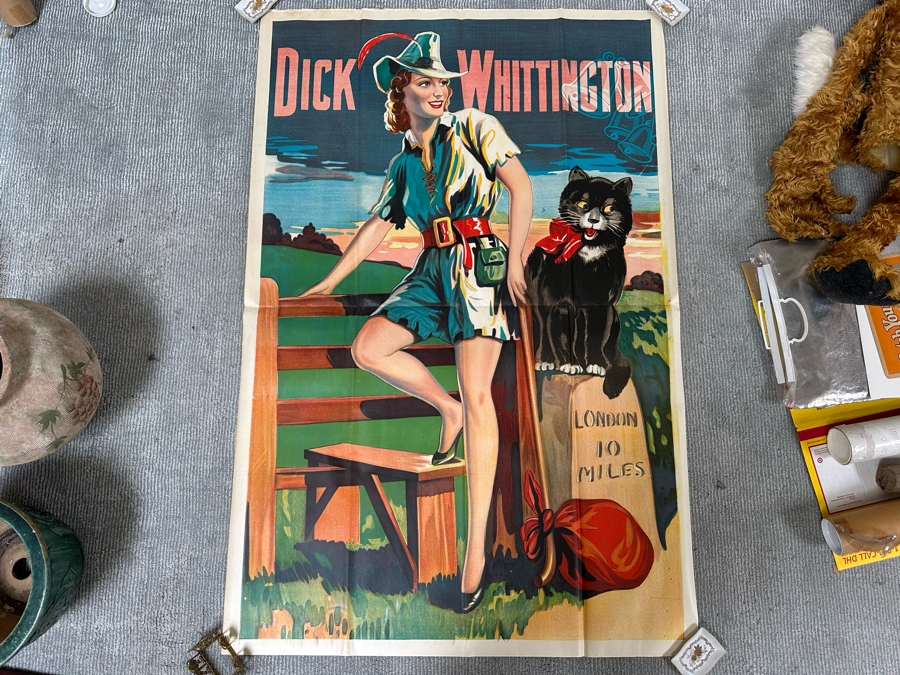 Vintage Dick Whittington 10 Miles From London Pantomime Poster 40 X 60 [Photo 4]