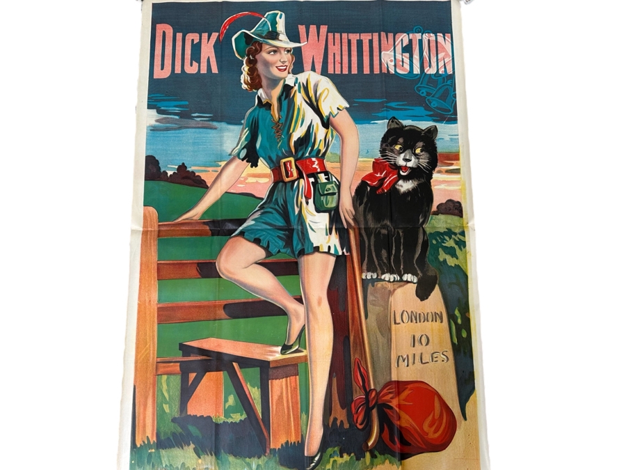 Vintage Dick Whittington 10 Miles From London Pantomime Poster 40 X 60 [Photo 1]