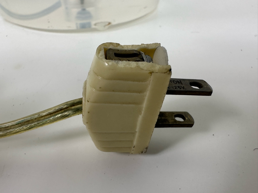 Vintage Heavy Lucite Stacking Disk Table Lamp In Manner Of / Possible Karl Springer Design With Modern Restoration Hardware Shade 11W X 23H [Photo 15]