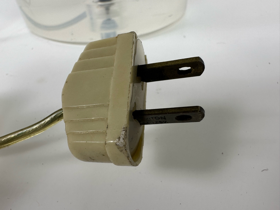 Vintage Heavy Lucite Stacking Disk Table Lamp In Manner Of / Possible Karl Springer Design With Modern Restoration Hardware Shade 11W X 23H [Photo 17]