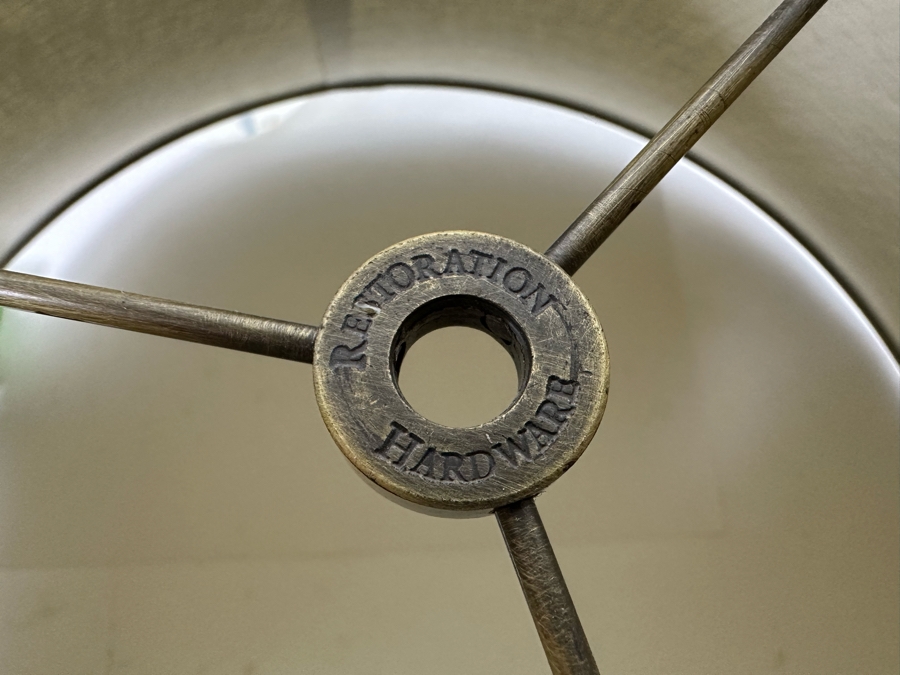 Vintage Heavy Lucite Stacking Disk Table Lamp In Manner Of / Possible Karl Springer Design With Modern Restoration Hardware Shade 11W X 23H [Photo 18]