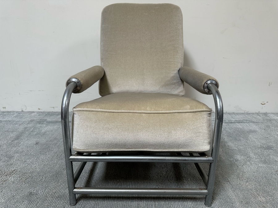 Vintage Art Deco Armchair 25W X 38D X 33H With Matching Ottoman 20W X 16D X 15H In Style Of Donald Deskey / Kem Weber For Lloyd [Photo 9]