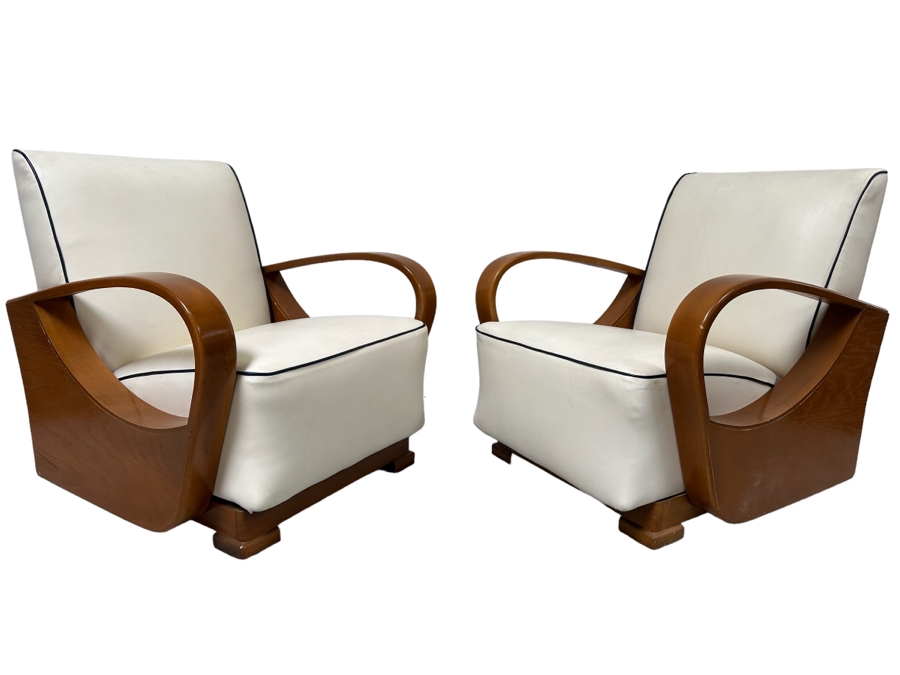 Pair Of Art Deco Style Armchairs 29.5W X 32D X 32H