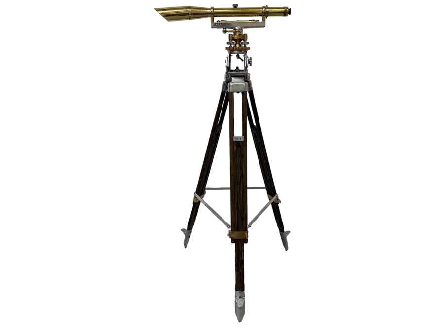 Vintage Brass Surveyor With Tripod Stand 24W X 58H