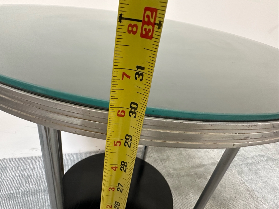 Vintage Art Deco Two Tier Tubular Chrome Side Table Bauhaus Style 24W X 30H [Photo 10]