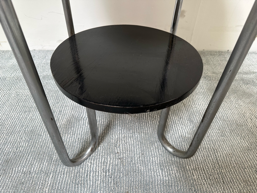 Vintage Art Deco Two Tier Tubular Chrome Side Table Bauhaus Style 24W X 30H [Photo 7]
