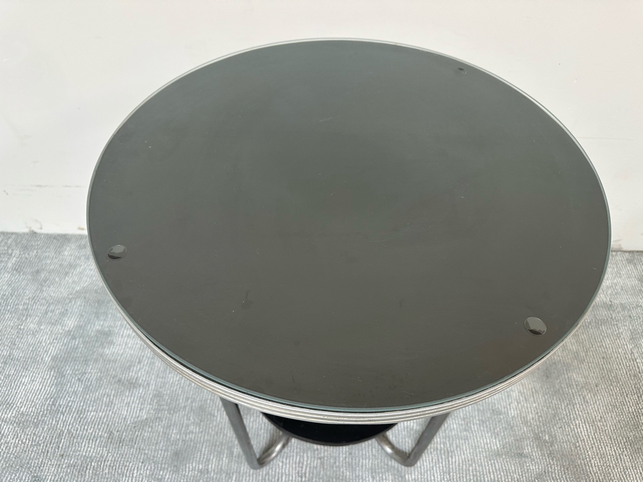 Vintage Art Deco Two Tier Tubular Chrome Side Table Bauhaus Style 24W X 30H [Photo 5]
