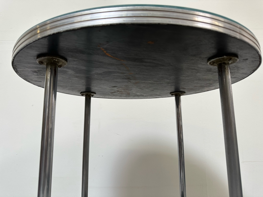 Vintage Art Deco Two Tier Tubular Chrome Side Table Bauhaus Style 24W X 30H [Photo 8]