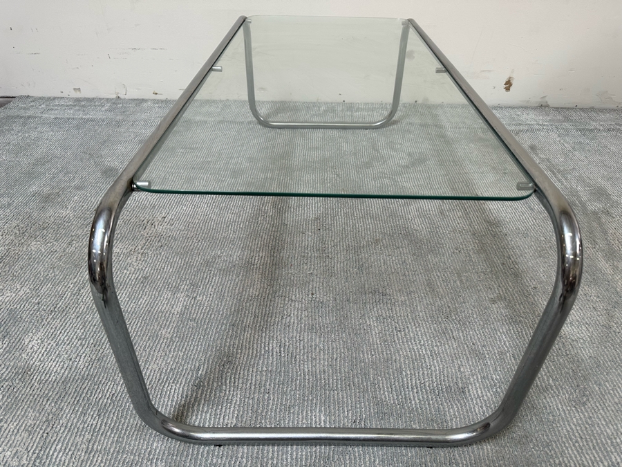 Vintage Chrome Coffee Table With Glass Top 49W X 22D X 16H [Photo 8]
