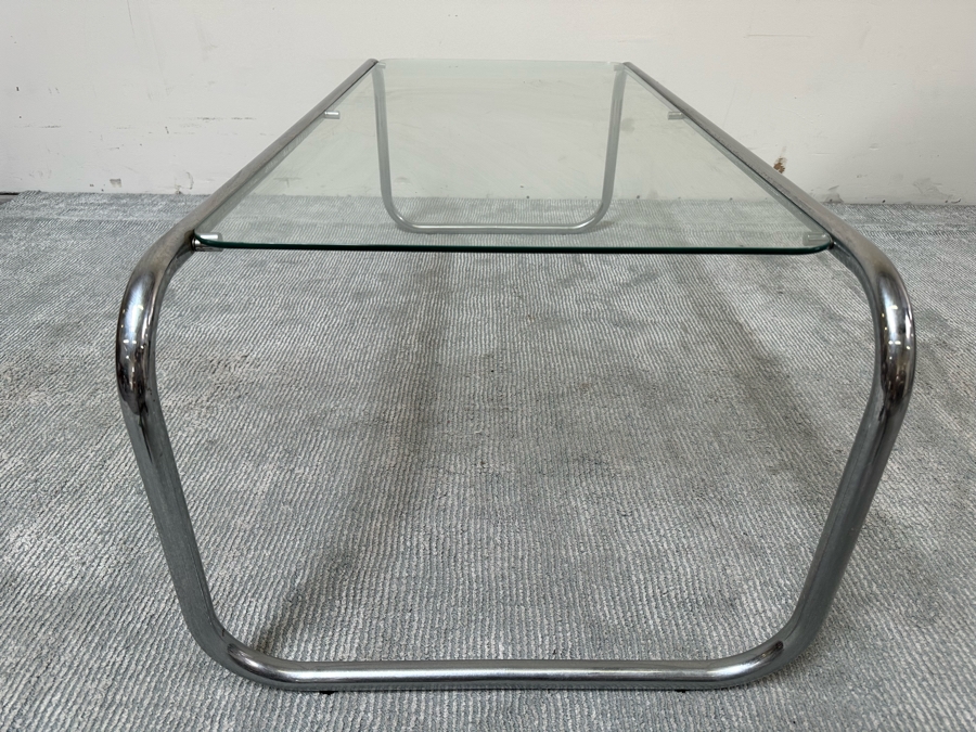 Vintage Chrome Coffee Table With Glass Top 49W X 22D X 16H [Photo 7]
