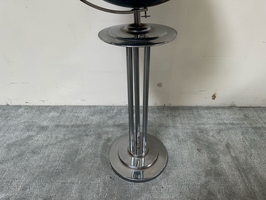 Rare Vintage Art Deco WWII Air Force Metal Chalk Globe For Plotting Missions With Period Chrome Stand 20W X 55H [Photo 22]