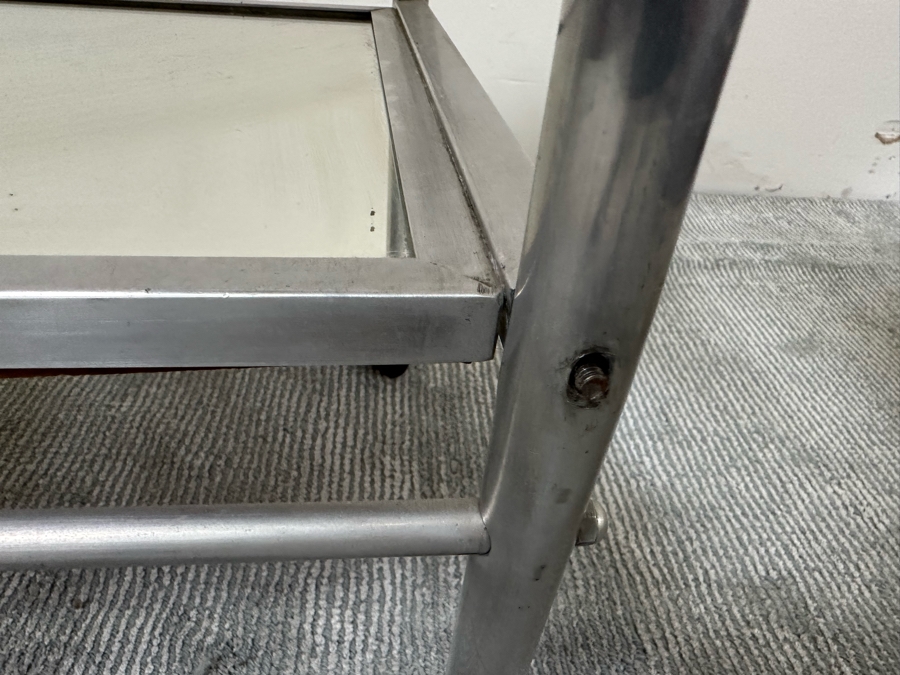 Vintage Art Deco Jacques Adnet Cart Bar Trolley Tea Table With Removable Top Serving Tray 29W X 16D X 27H [Photo 12]