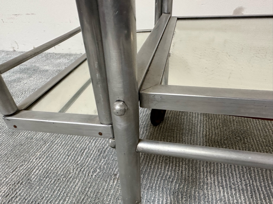 Vintage Art Deco Jacques Adnet Cart Bar Trolley Tea Table With Removable Top Serving Tray 29W X 16D X 27H [Photo 11]