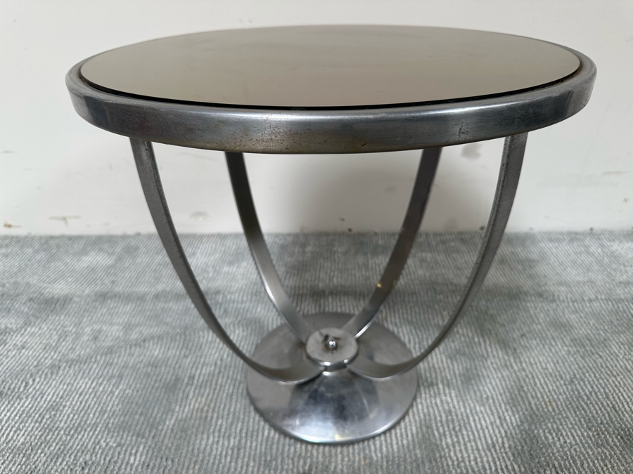Vintage Art Deco Machine Age Wolfgang Hoffmann For Howell Cocktail Side Table With Mirrored Top 20W X 19H [Photo 3]