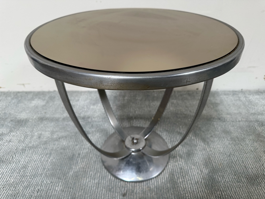 Vintage Art Deco Machine Age Wolfgang Hoffmann For Howell Cocktail Side Table With Mirrored Top 20W X 19H [Photo 2]