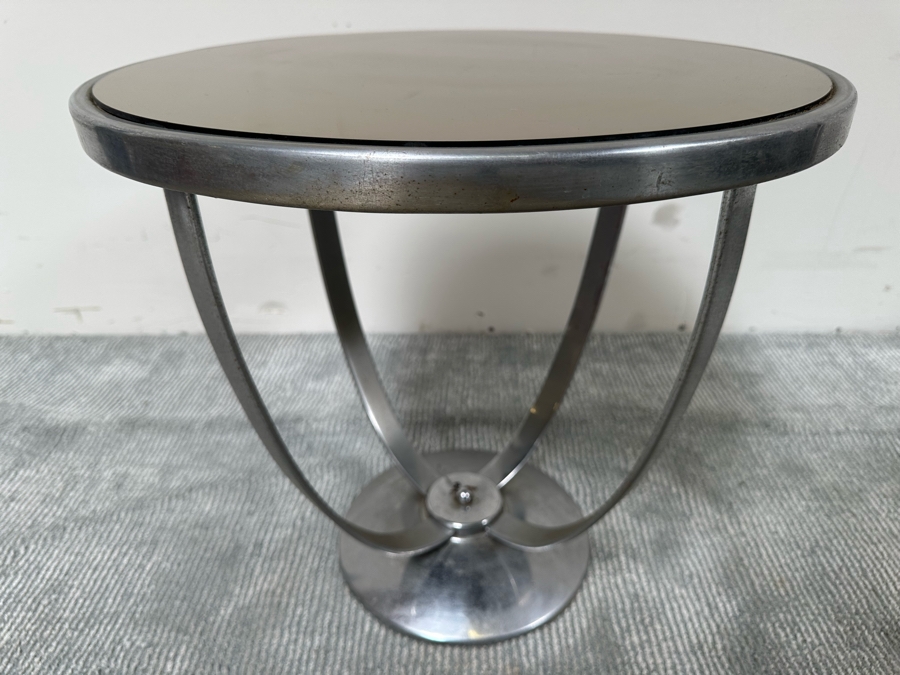 Vintage Art Deco Machine Age Wolfgang Hoffmann For Howell Cocktail Side Table With Mirrored Top 20W X 19H [Photo 4]