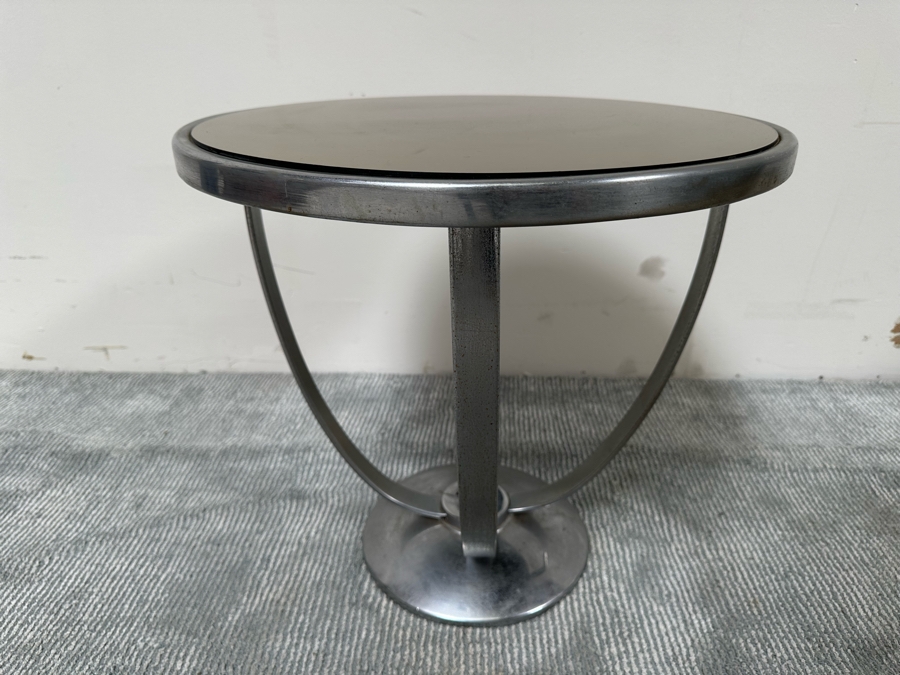 Vintage Art Deco Machine Age Wolfgang Hoffmann For Howell Cocktail Side Table With Mirrored Top 20W X 19H [Photo 7]