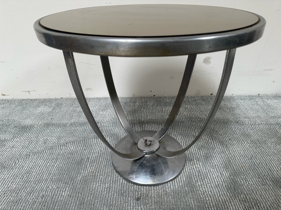 Vintage Art Deco Machine Age Wolfgang Hoffmann For Howell Cocktail Side Table With Mirrored Top 20W X 19H [Photo 6]