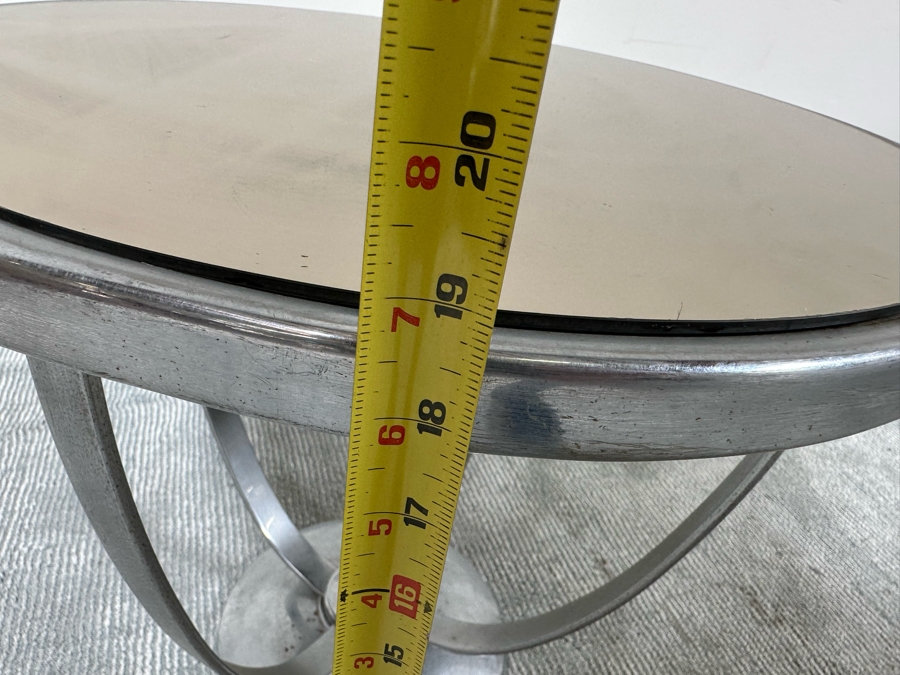 Vintage Art Deco Machine Age Wolfgang Hoffmann For Howell Cocktail Side Table With Mirrored Top 20W X 19H [Photo 11]