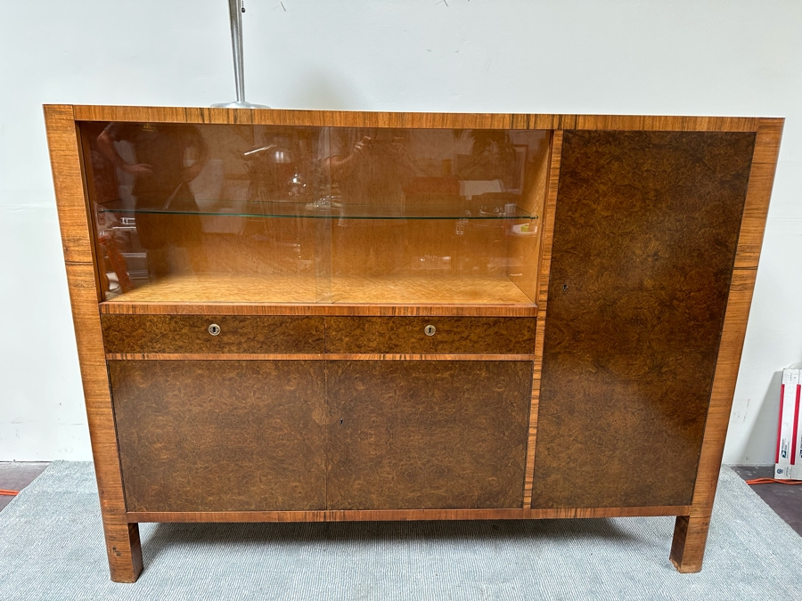 Vintage Art Deco Sideboard Cabinet With Silverware Drawer 79W X 17D X 58H [Photo 5]