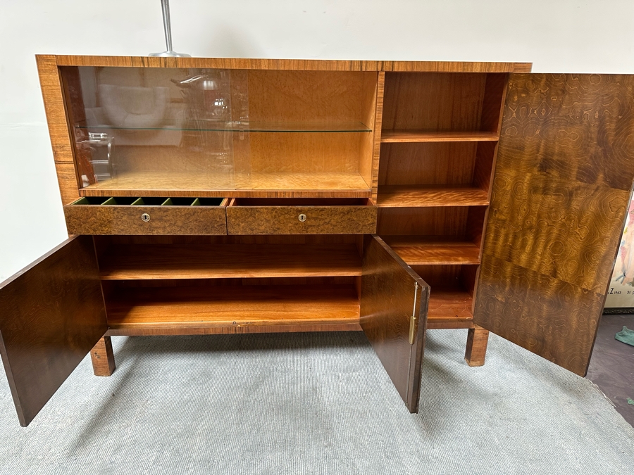 Vintage Art Deco Sideboard Cabinet With Silverware Drawer 79W X 17D X 58H [Photo 8]