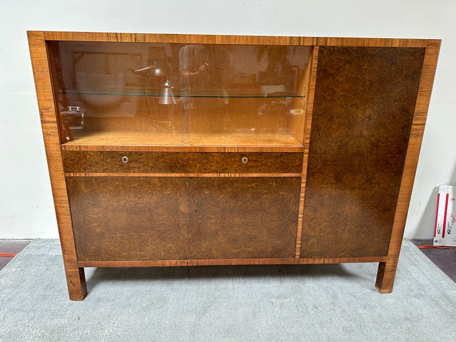 Vintage Art Deco Sideboard Cabinet With Silverware Drawer 79W X 17D X 58H [Photo 3]