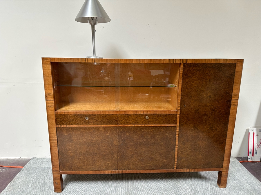 Vintage Art Deco Sideboard Cabinet With Silverware Drawer 79W X 17D X 58H [Photo 4]