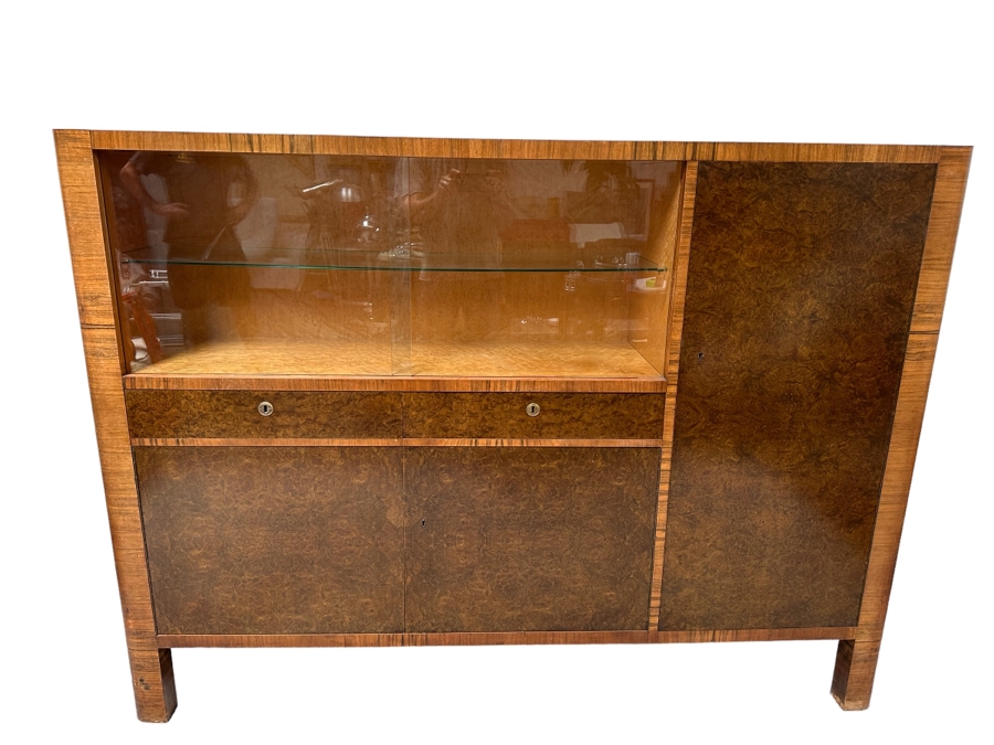Vintage Art Deco Sideboard Cabinet With Silverware Drawer 79W X 17D X 58H [Photo 1]