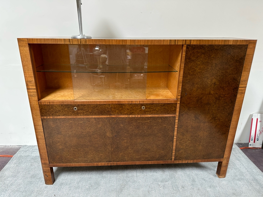 Vintage Art Deco Sideboard Cabinet With Silverware Drawer 79W X 17D X 58H [Photo 7]