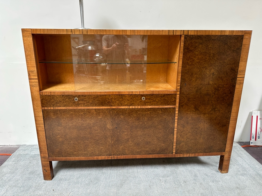 Vintage Art Deco Sideboard Cabinet With Silverware Drawer 79W X 17D X 58H [Photo 6]
