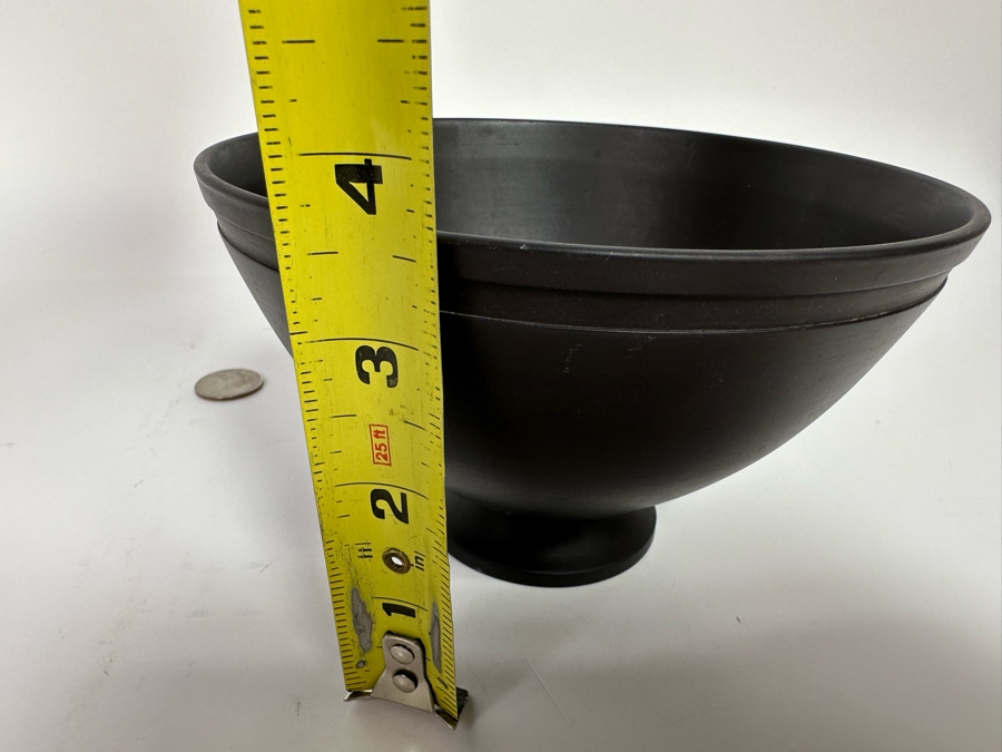 Vintage Art Deco Keith Murray Black Basalt Footed Bowl 6W X 3.75H [Photo 9]