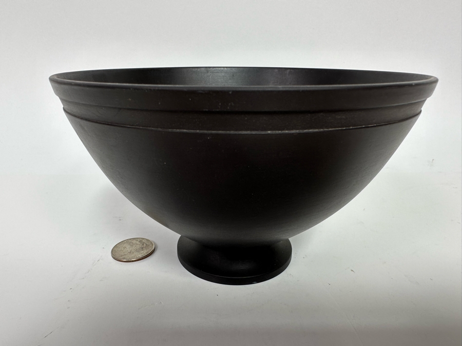 Vintage Art Deco Keith Murray Black Basalt Footed Bowl 6W X 3.75H [Photo 2]