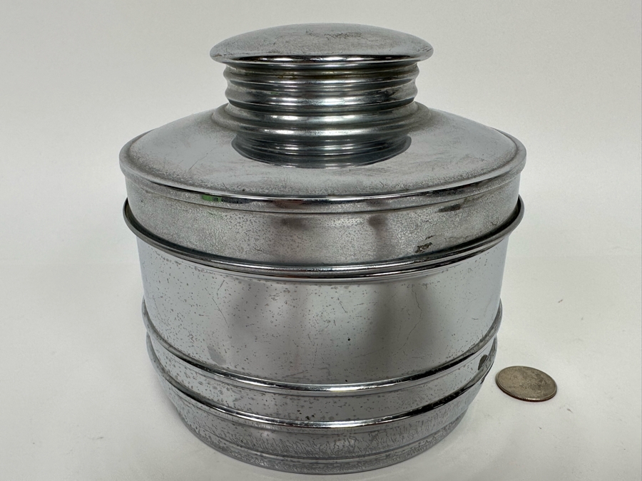Vintage Art Deco Chrome Container By Chase 5.5W X 5.5H [Photo 3]