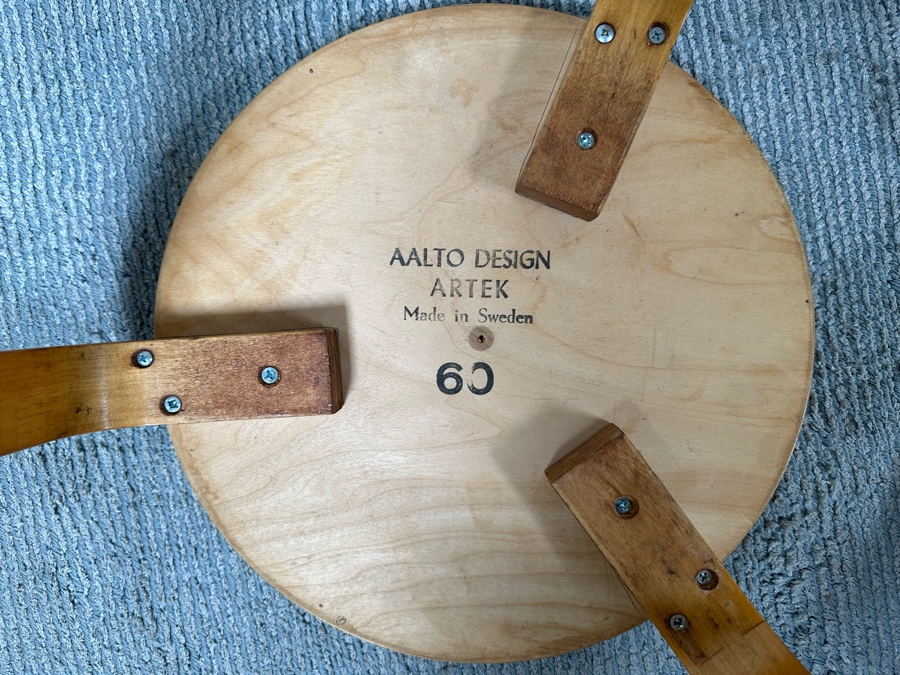 Vintage Alvar Aalto Design For Artek Side Tables Stools Made In Sweden 17W X 21.5H [Photo 8]