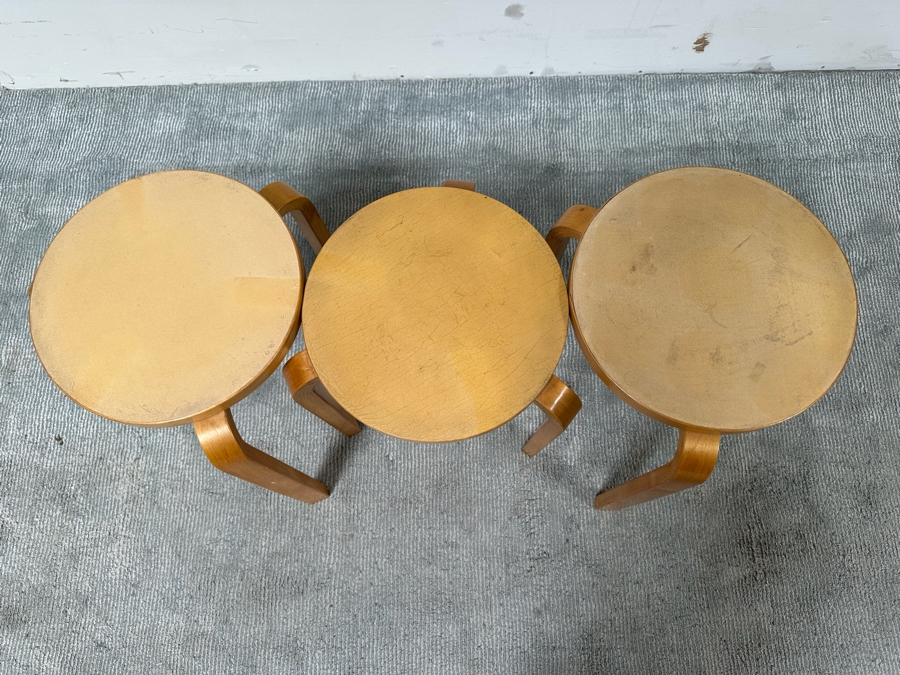 Vintage Alvar Aalto Design For Artek Side Tables Stools Made In Sweden 17W X 21.5H [Photo 12]