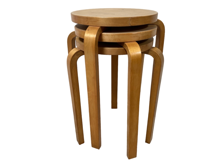 Vintage Alvar Aalto Design For Artek Side Tables Stools Made In Sweden 17W X 21.5H [Photo 1]