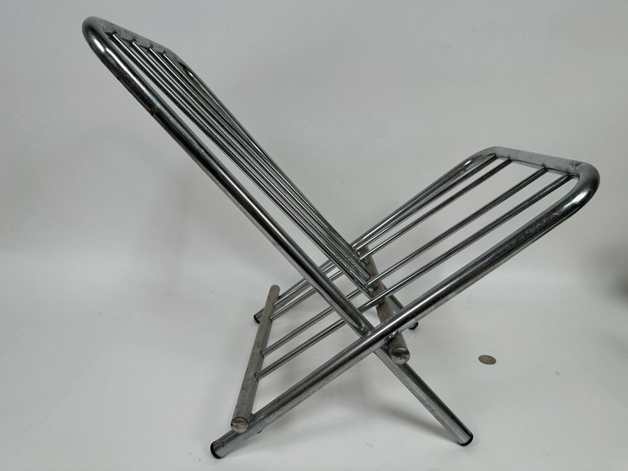 Vintage Folding Chrome Magazine Rack 20W X 14D X 18H [Photo 6]